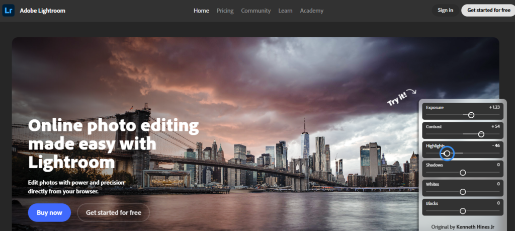 Lightroom photo editing