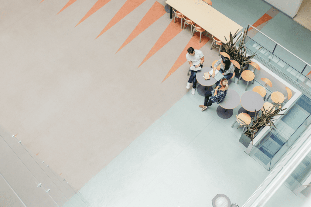 floor graphics design in a office cafeteria