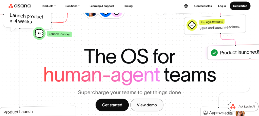 Asana dashboard