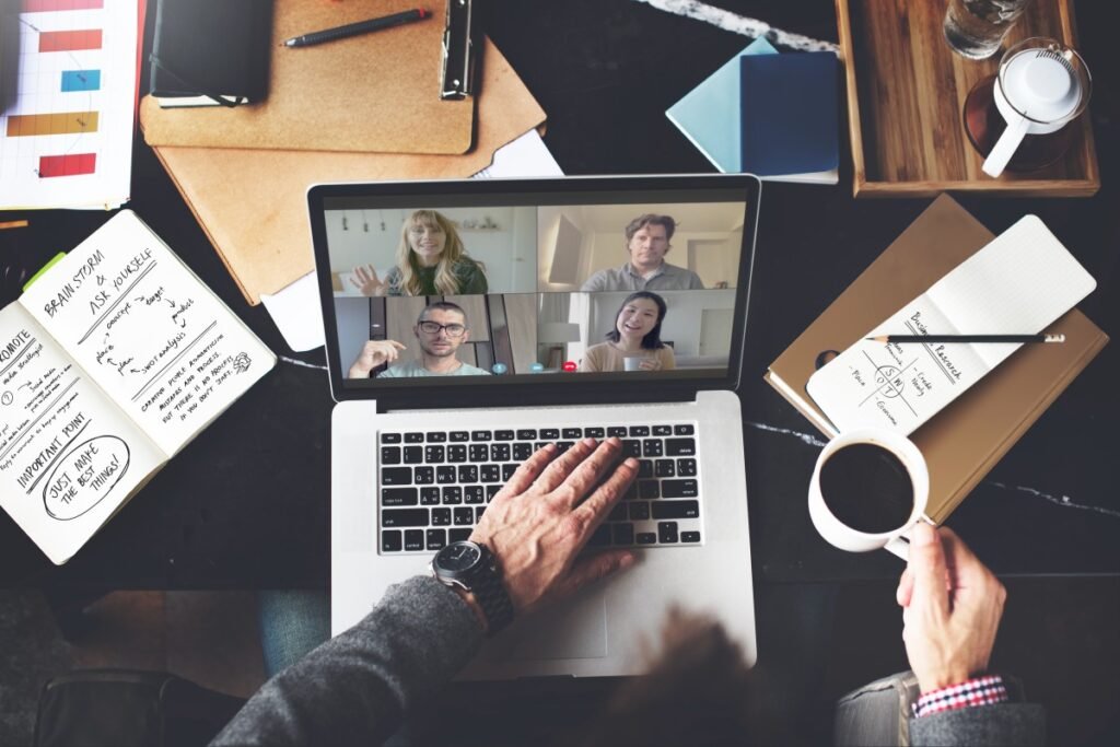Remote team using collaboration software